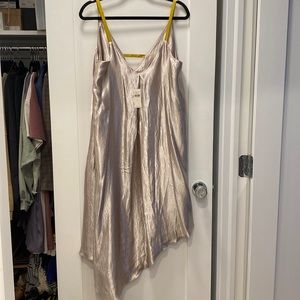 Champagne Silky Asymmetrical Anthro Dress size L